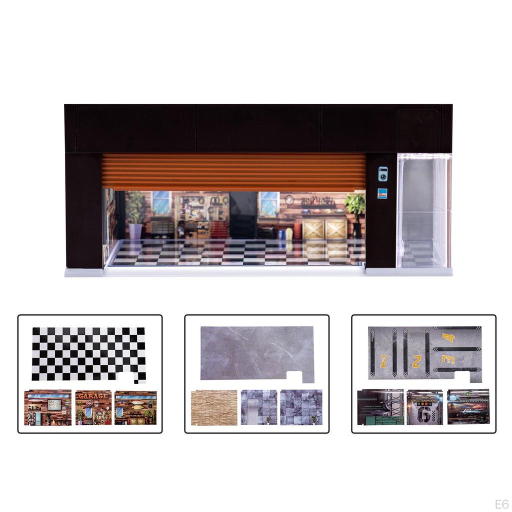 1/64 Car Diorama Display Case Lighted Diecast Vehicle Collector's Garage for Layout