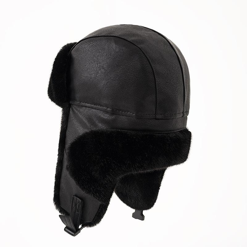 Кепка Lei Feng из искусственной кожи, плюшевая, мужская, зимняя, теплая, утолщенная, для защиты ушей, женская, водонепроницаемая, для езды на велосипеде от ветра и холода