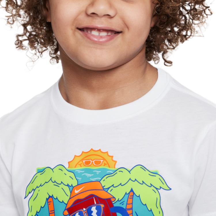 Nike Свободная спортивная повседневная мягкая удобная универсальная футболка с коротким рукавом детские топы белая II3031-100