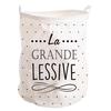 [Q1942] - Beige 'Messages' Cotton Laundry Basket (La Grande Lessive) - 50x40 Cm