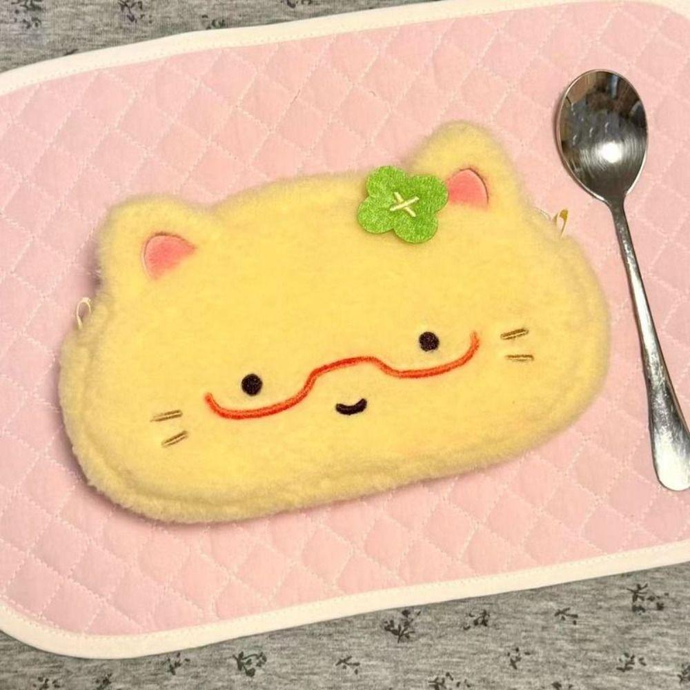 Plush Pen Bag Omelette Kitten Stationery Bag Creative Pencil Case  Student