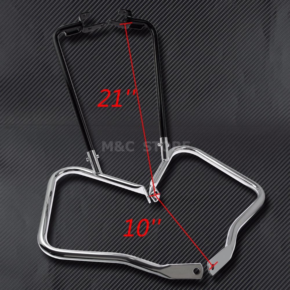Motorcycle Black/Black&Chrome Saddlebag Bracket Guard Set w/ Support Bar For Harley Touring Road King Electra Glide 2014-2020