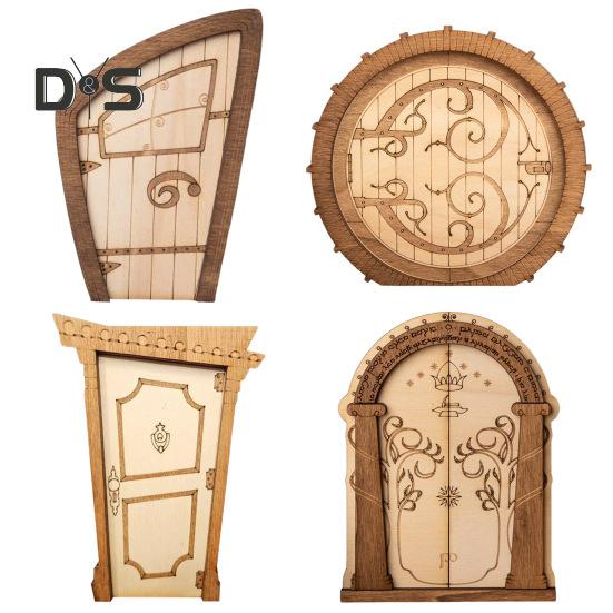 Мини деревянная дверь, дверь в виде сказочного домика, дверь в стиле ретро с микроландшафтным декором для поделок своими руками, миниатюрные книжные полки для сада