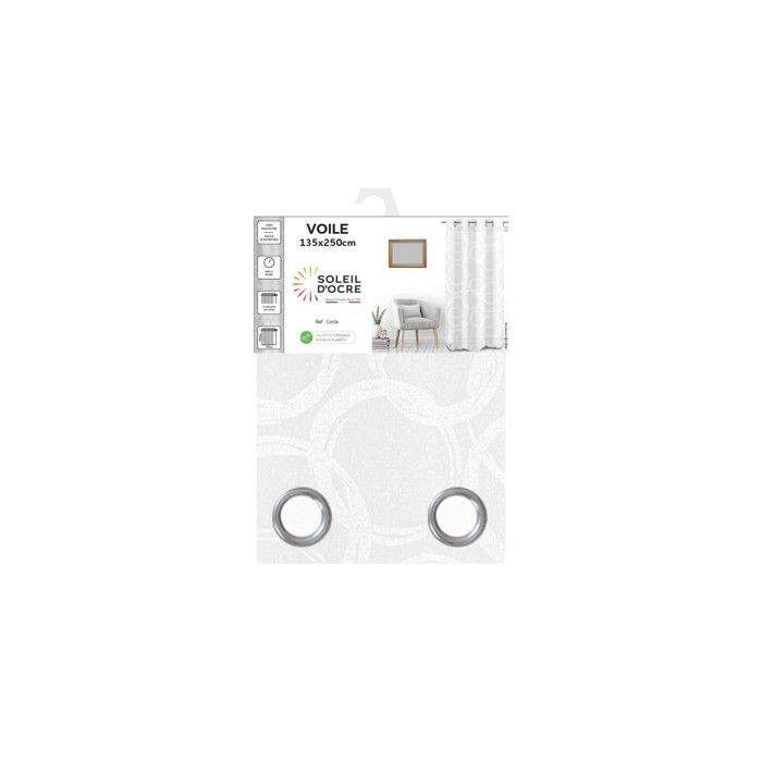 Voile à oeillets 135x250 cm CIRCLE, par Soleil d'Ocre