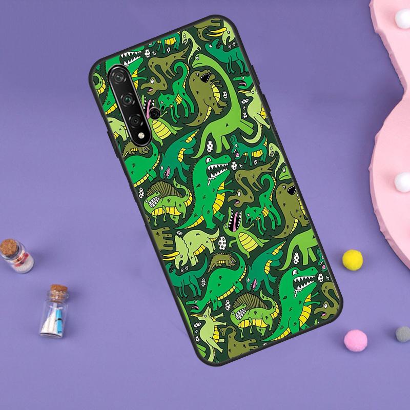 Dinosaur Pattern Case For Huawei P30 P20 P40 Lite Nova 5T 11i 8i 3i 9 10 SE 11 Pro Y90 Y70 Y61 Y60 Y91 Cover