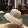 Ретро женская соломенная шляпа во французском стиле Хепберн с шелковой лентой