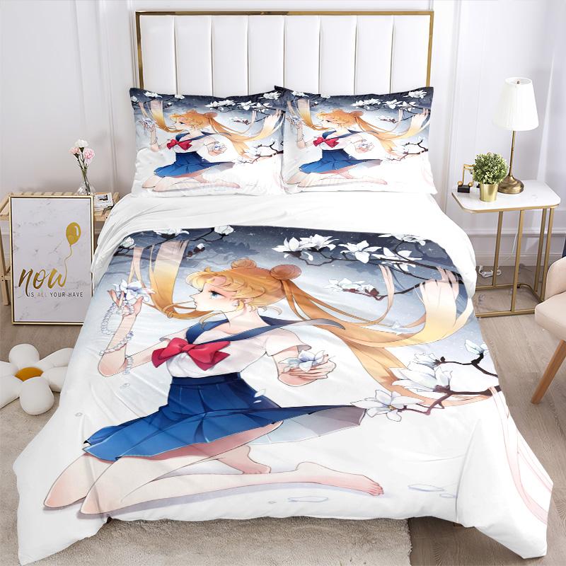 Sailor Moon Blossom Night Print 3Pcs Bedding Setduvet Cover With 2 Bedropillowcase Home Birthday Gift
