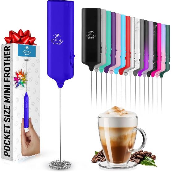 Mini & Mighty Milk Frother Wand – Powerful Handheld Coffee Frother, Battery Operated Drink Mixer – Compact Pocket Size – Detachable Whisk for