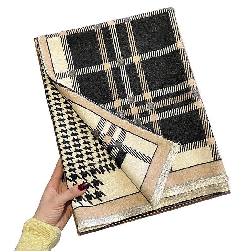 Qiandongge Fashion Imitation Cashmere Scarf Women's Winter Versatile Decorative Warm Scarf Double-sided Large Shawl