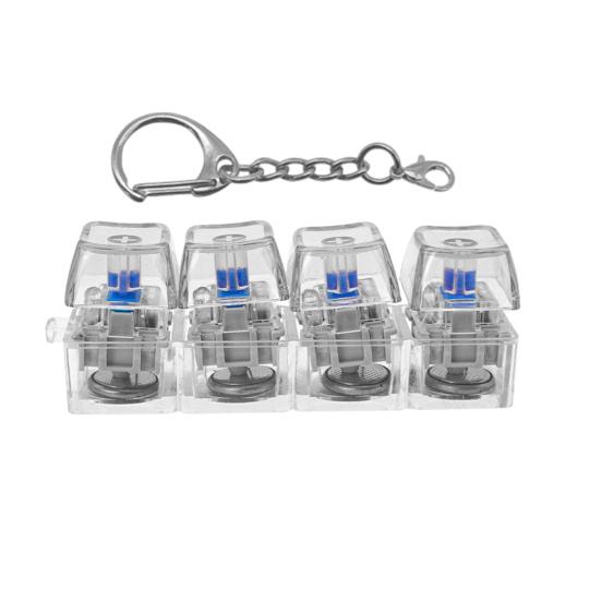 LED Light-up Keyboard Fidget Toy 4-in-1 Keyboard Decompression Button Finger Clicker Toy 4-Keys Fidget Keychain Stress Relief Desk Toy