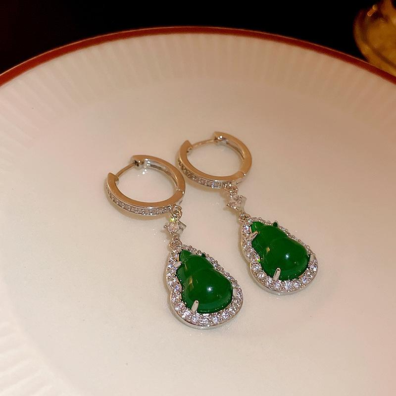 Silver needle dripping oil water drop fringed earrings antique literary and versatile earrings new Chinese retro temperament earrings women