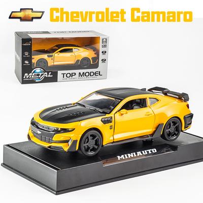 1/32 масштаб Camaro Bumblebee, модель автомобиля, игрушка из цинкового сплава, литье, автомобиль со звуком и светом, игрушки для детей, подарок для мальчиков и девочек