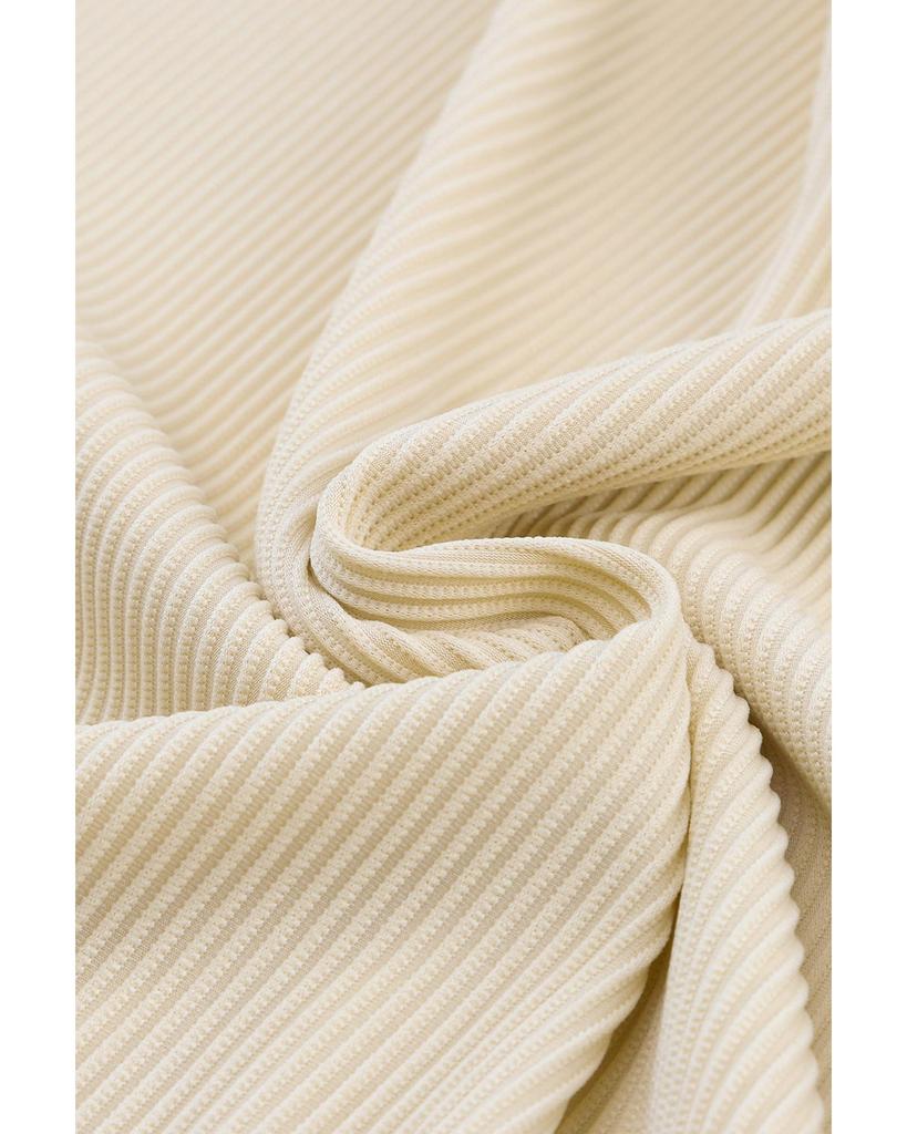 Azura Exchange Lace Trim V Neck Long Sleeve Top