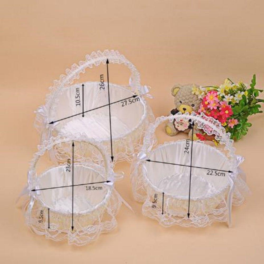 Bamboo Woven Handheld Wicker Basket White Lace Storage Fruit Basket High Quality Flower Basket