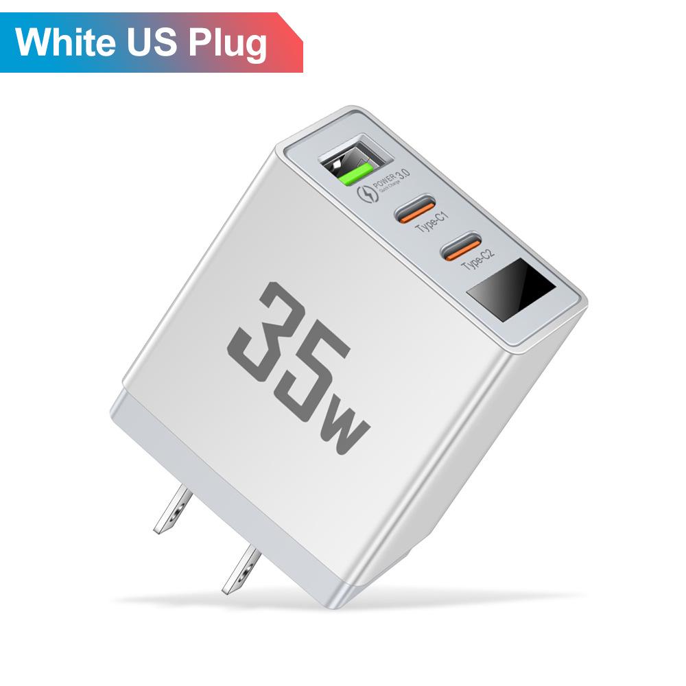 3.5A Smart USB + 2PD Digital Display Travel Charger for Mobile Phones