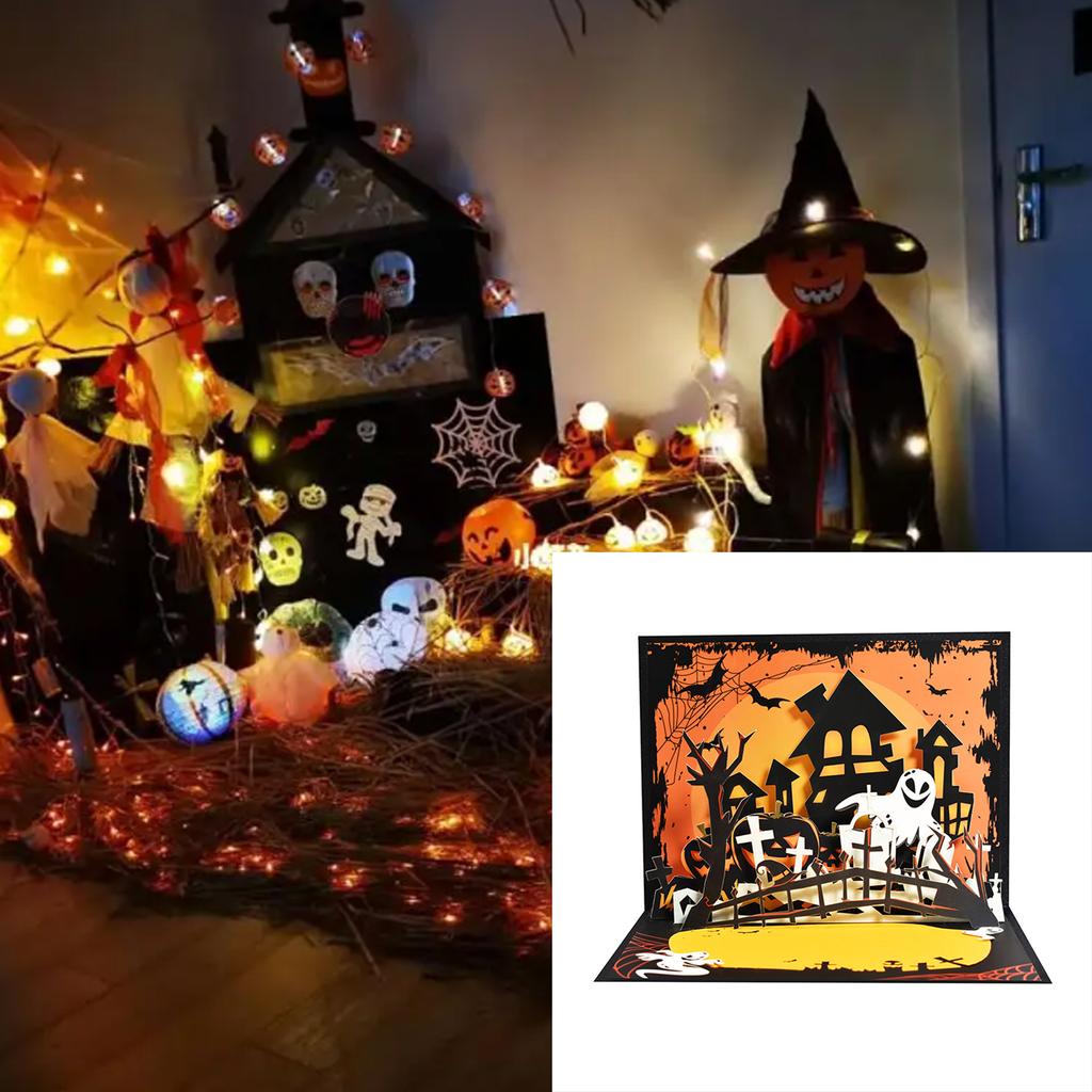 SpookHouses Хэллоуин PopUp Card Хэллоуин поздравительная открытка Легкая открытка на Хэллоуин PartyDecors для детей Девочки Мальчики