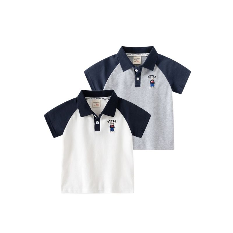 Summer Children's Clothing Boys' Collared Short-Sleeve T-Shirt Boys' Raglan Sleeve Polo Shirt Children's Half-Sleeve Bear Top Thin Style