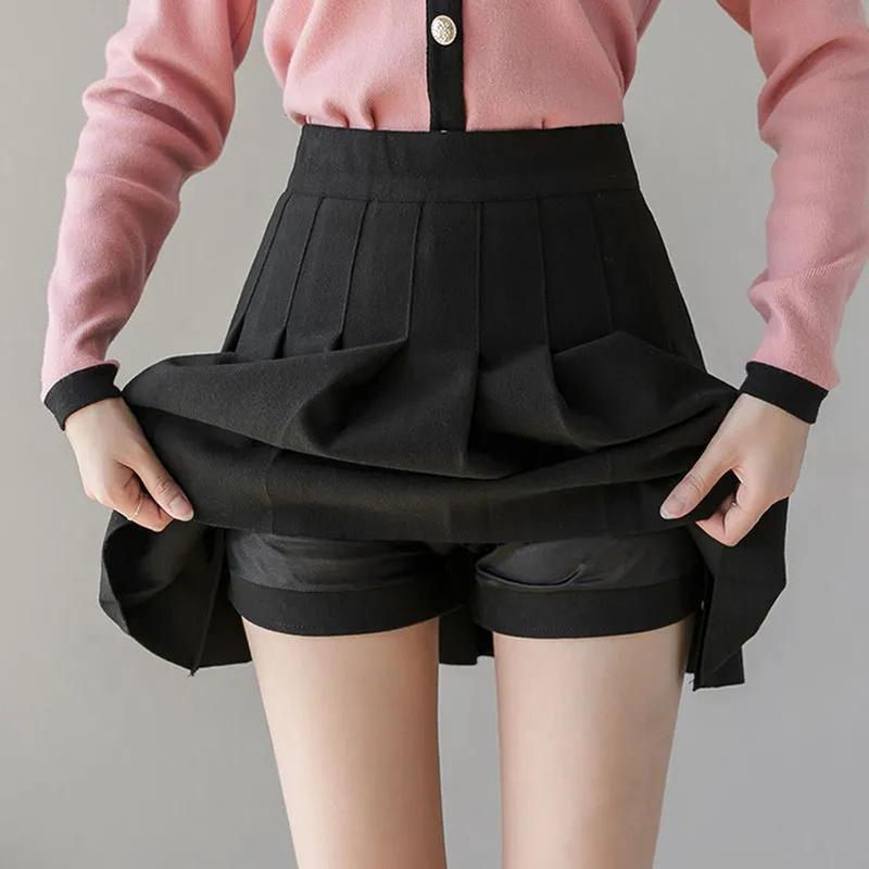 Summer Spring Fashion Femlae Girl's Skirts Zipper Solid A-line Mini Skirts Casual Pleated Skirt Women Skirts