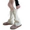 Lace Up Knitted Foot Cover Y2K Women Leg Warmers Pile Socks Bowknot Leg Cover  Student