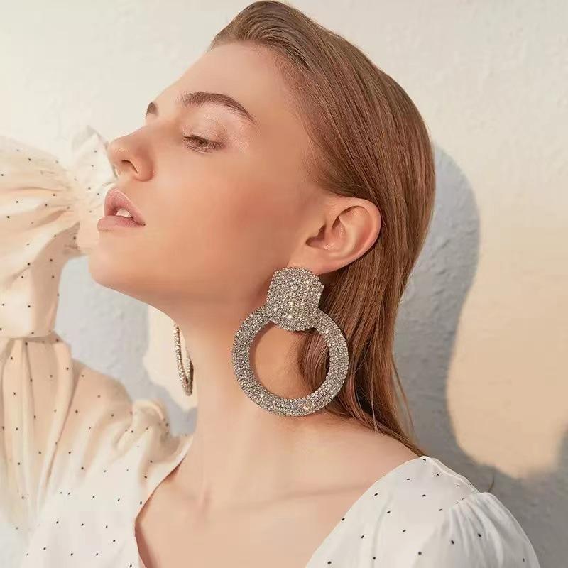 Большие серьги-пусеты с полными бриллиантами, персонализированные, женские, для вечеринки, свадьбы, подарочные, декоративные