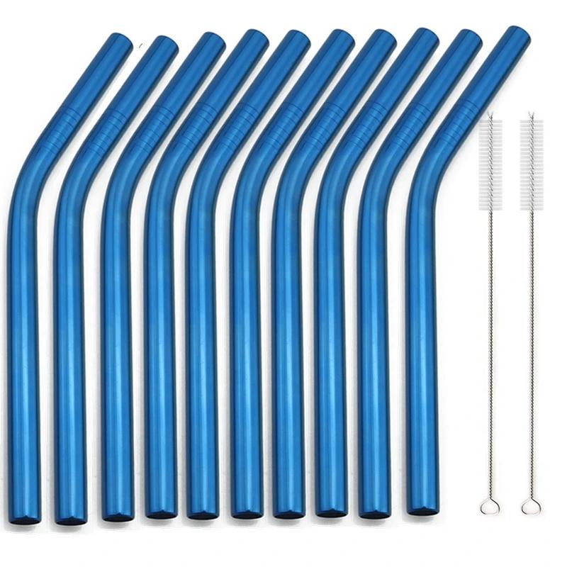 10 шт. 12*215 мм цветные трубочки для питья из нержавеющей стали 304 многоразовые металлические трубочки для бара Boba Bubble Tea молочные коктейли трубки