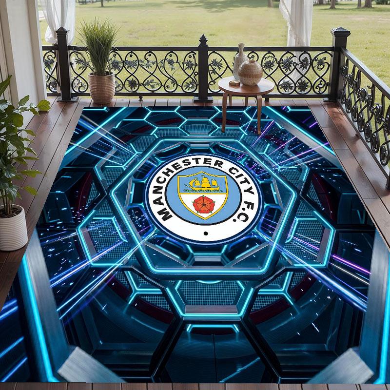Soft Floor Carpet Manchester City Pattern Area Rug Decorative Mat For Home Room Decoration