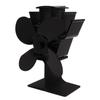 Heat Powered Fireplace Fan 4 Blades Aluminum Alloy Stove Fan High Temperature Proof Black Eco