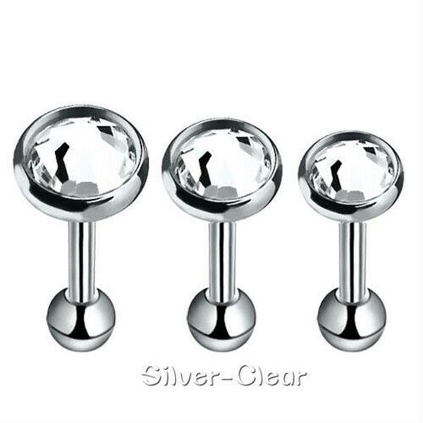 Пирсинг штанга для уха с драгоценными камнями 3 штуки