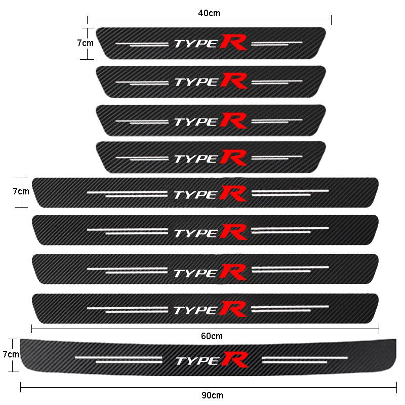 Автомобильный порог багажник бампер педаль анти царапина наклейка наклейка крышка протектор водонепроницаемый для Honda Civic Type R Type S TypeR TypeS