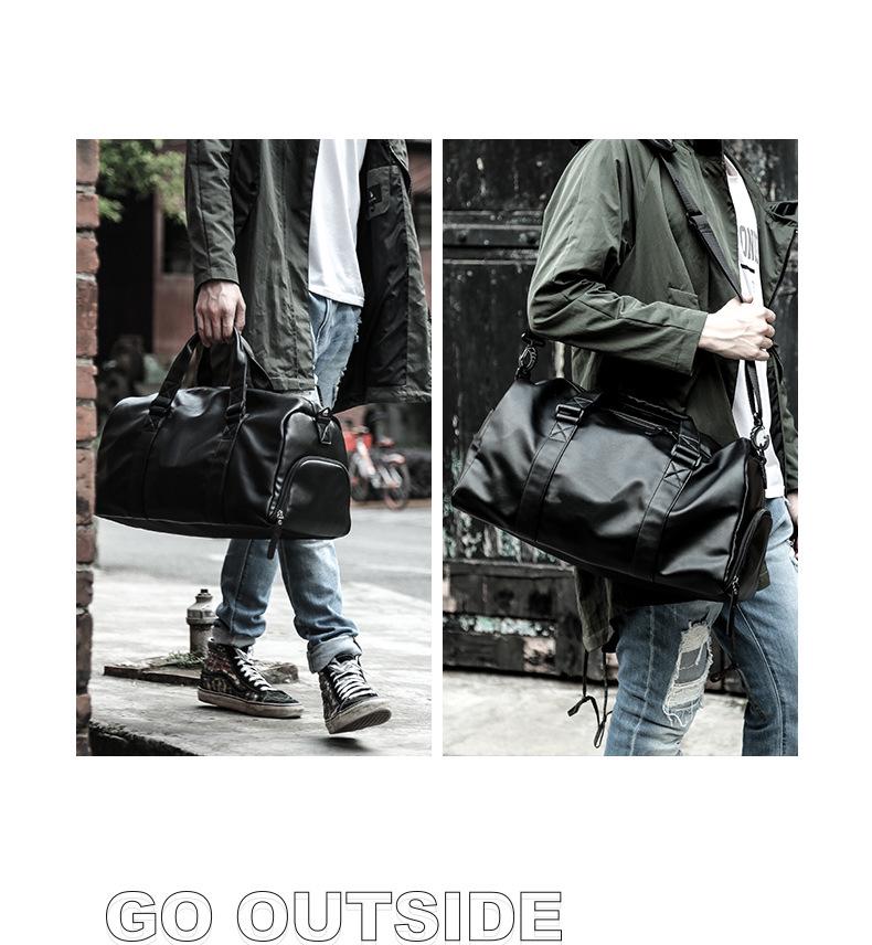 Мужская водонепроницаемая кожаная сумка для фитнеса: Дорожная сумка и сумка-мессенджер через плечо с функцией сухого/влажного разделения