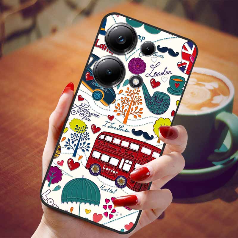 For Redmi Note 13 Pro 4G Case Flower 3D Relief Silicon Soft Phone Back Cover for Xiaomi Redmi Note13 Pro 4G Protection Shell TPU