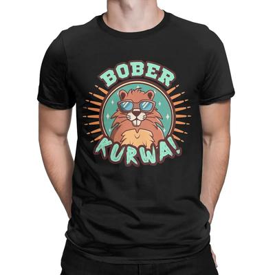 Мужские футболки Bober Kurwa Beaver Funny Novelty 100% Хлопковая футболка с коротким рукавом Футболки с круглым вырезом Одежда с графическим принтом