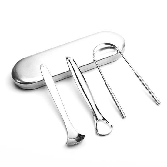 Щетка для языка Отличная посадка Эргономичная ручка 3 типа Нержавеющая сталь Скребок для языка Металлический очиститель для домашнего использования