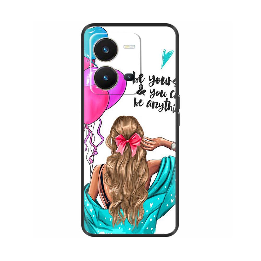Cute Silicon Phone Case For Vivo X80 Lite 5G Case 2022 Black Silicone Soft TPU Back Cover for vivo X80 Lite X80Lite Bumper Capas