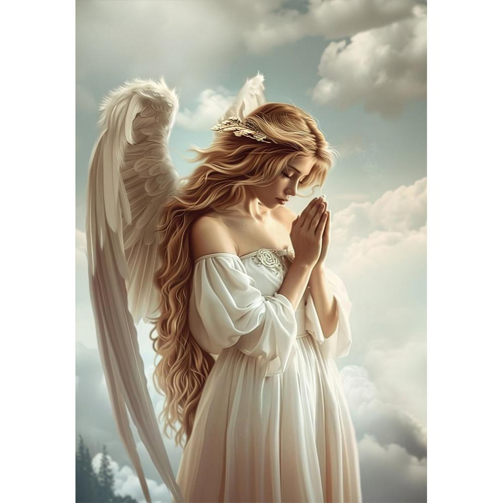 5D DIY Ретро Ангел Настенное Искусство Круглая Алмазная Живопись Церковный Стиль Красивый Ангел Искусство Преданности Домашний Декор