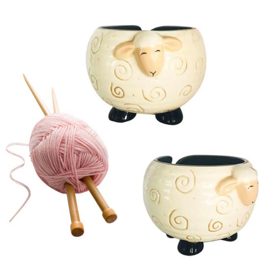 Симпатичная миска для пряжи панды с отверстием, вязаная крючком пряжа ручной работы, держатель для хранения шаров, органайзер, настольное керамическое украшение, аксессуары для вязания крючком