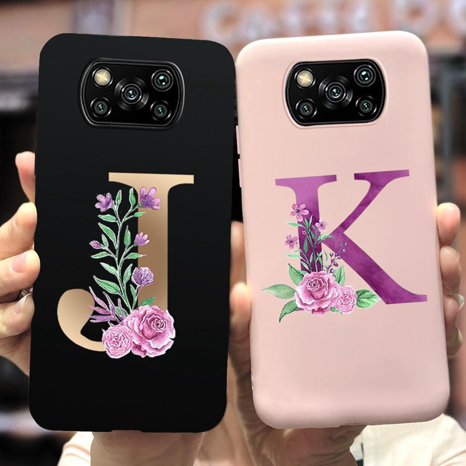 For Xiaomi Poco X3 NFC Case Soft Silicone TPU Cute Letter Back Cover For Xiaomi Poco X3 Pro Bumper PoxoX3 NFC Phone Cases 6.67''