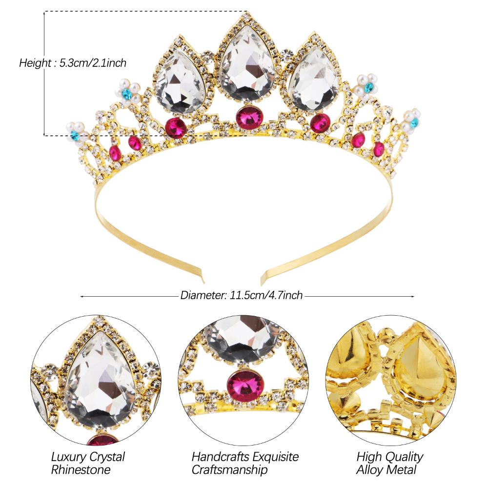 Handmade Birthday Rhinestone Tiara Princess Crown Tiaras for Girls Pearl Headband Bling Bling