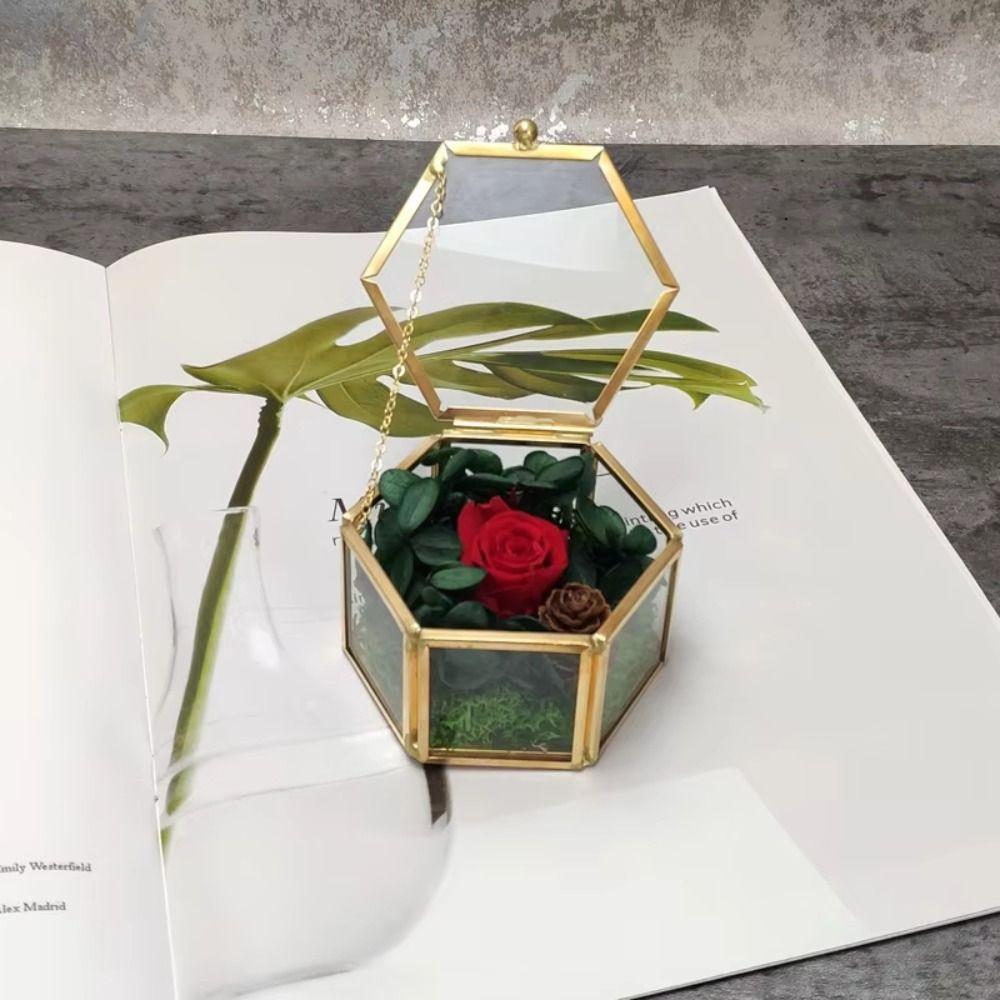 Glass Jewelry Accessory Box Hexagon Geometric Jewelry Storage Box Accessory Box Ring Box Wedding