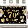 2D Black Gold 70th Birthday Backdrop for Men & Women Party Photoshoot