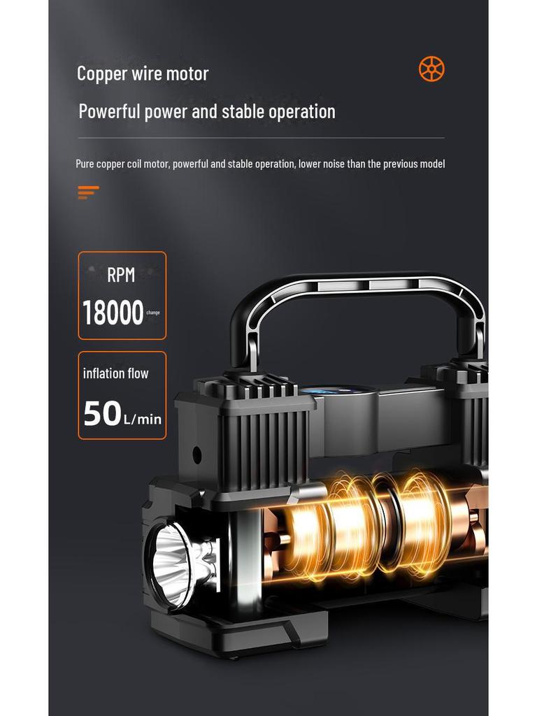 12V High-Power Dual Cylinder Portable Car Tire Air Pump