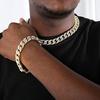 14 мм мужская цепочка Iced Out ожерелье хип-хоп золотого тона CZ Майами кубинская цепочка-колье ожерелье 18-28 дюймов
