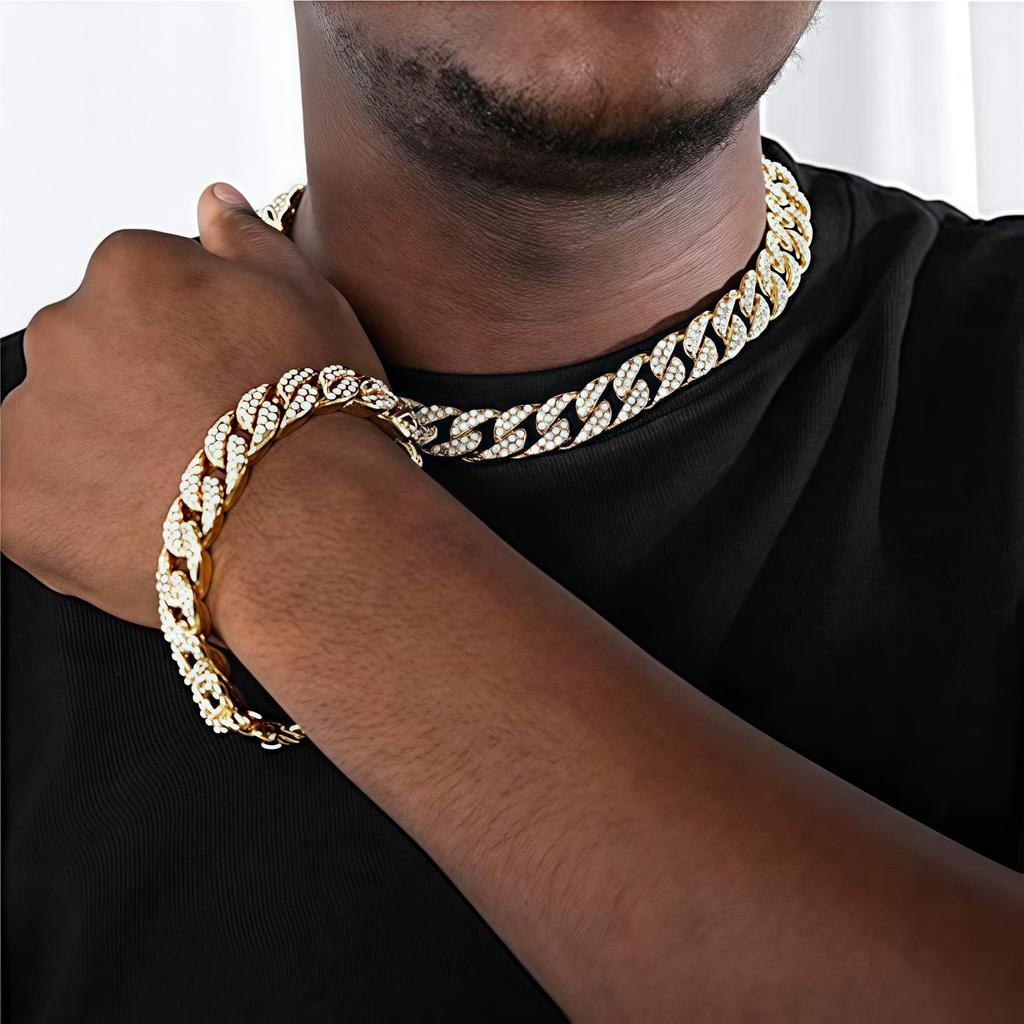 14 мм мужская цепочка Iced Out ожерелье хип-хоп золотого тона CZ Майами кубинская цепочка-колье ожерелье 18-28 дюймов