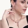 Rose Gold Leaf Crystal Designer Necklace Set For Women