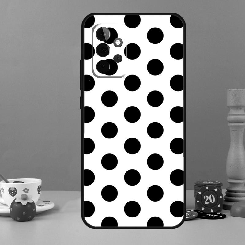 Черно-белый чехол в горошек для Samsung Galaxy A52 A32 A12 A14 A34 A54 A13 A33 A53 A73 A50 A70 A71 A51 Задняя крышка