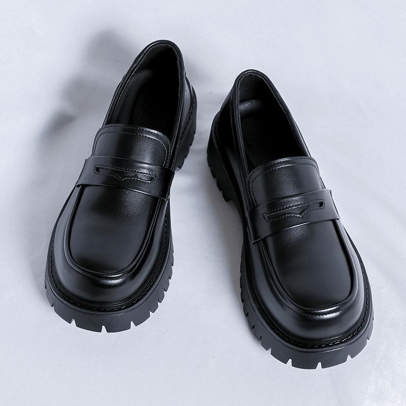 Outdoor Thick Bottom Mens Slip On Flats Casual Leather Male Loafers Comfortable Classic Dress Footwear Punk Style Driving Shoes