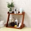 1pc Wooden Desktop Storage Rack Creative Solid Wood Desk Heightening Rack Cosmetic Shelf Dresser Storage Box Multifunctional Display Cabinet