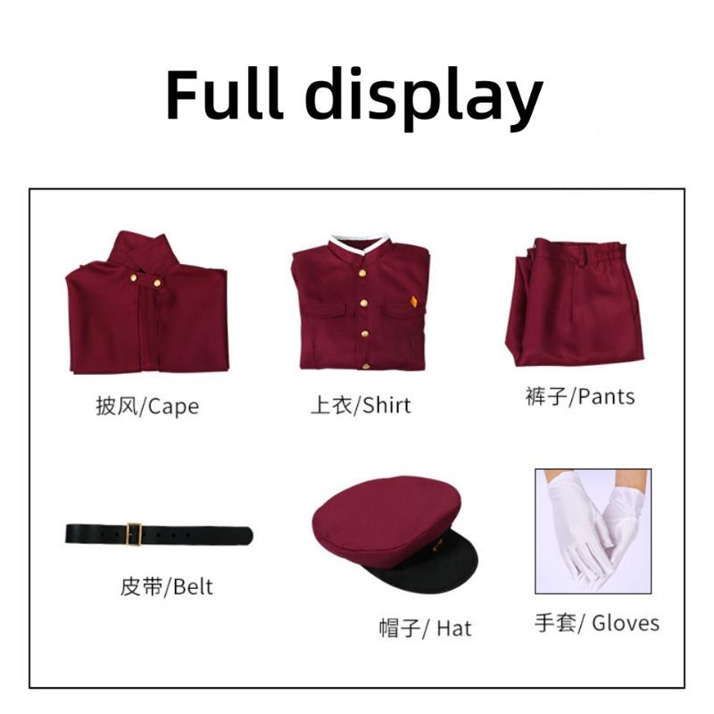 Аниме Bungo Stray Dogs, сезон 4, Tetchou Suehiro, нейтральный косплей, красная форма и парик с шляпой, перчатки, плащ, костюмы на Хэллоуин