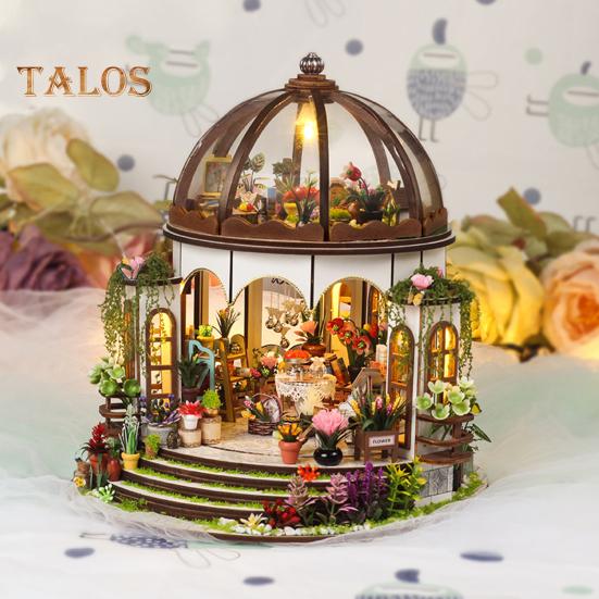 1 комплект DIY Mini Greenhouse Kit со светодиодной подсветкой Мебель для детей и взрослых, ручная работа Деревянный крошечный садовый домик Строительная модель Кукольный домик Украшения