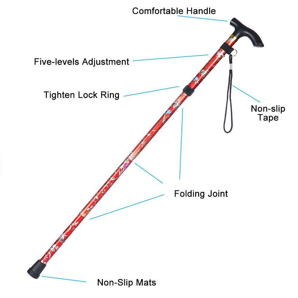 Elderly Care Gift Hiking Poles Telescopic Walking Cane Non-slip Crutches Folding Trekking Stick